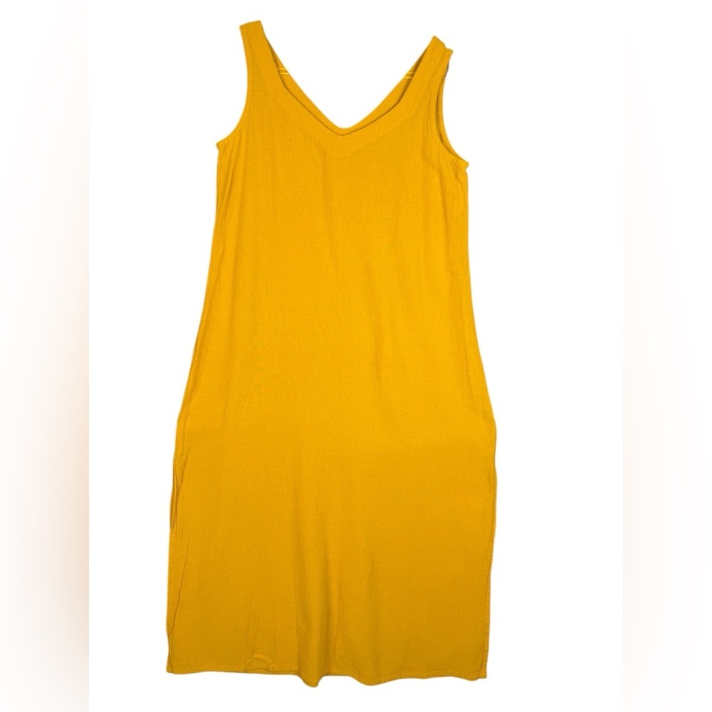 Oh my gauze yellow sleeveless maxi dress beachy coastal travel M - Picture 2 of 9